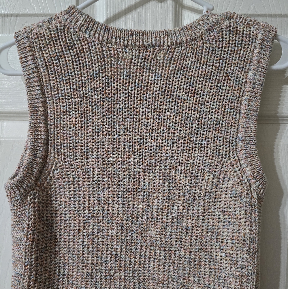 NWOT Ella Moss Cable Knit Sweater Tank Top/Vest, Tunic Length, Beige/Multicolor. - Picture 7 of 11